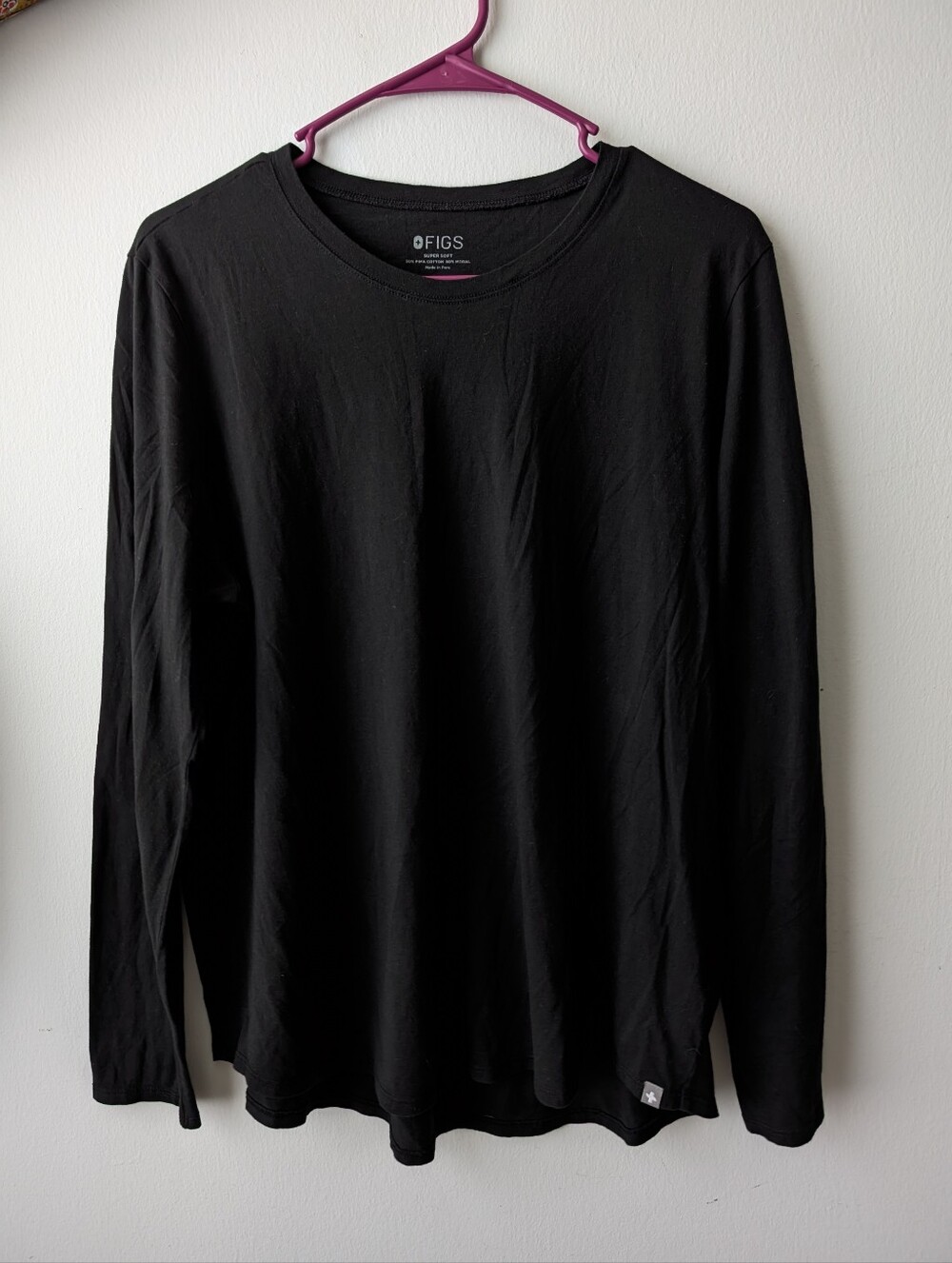 Figs Black Super Soft Pima Modal Long Sleeve T-shirt